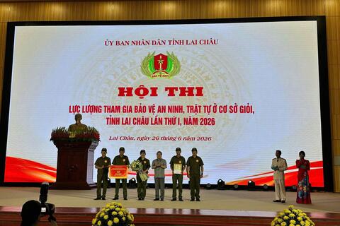 CỤM THI BUM NƯA XUẤT SẮC GIÀNH GIẢI NHẤT HỘI THI LỰC LƯỢNG THAM GIA BẢO VỆ AN NINH, TRẬT TỰ Ở CƠ SỞ GIỎI TỈNH LAI CHÂU LẦN THỨ I NĂM 2026